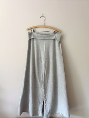 Metro 7 Wide-Leg Foldover Waist Pants in Light Gray